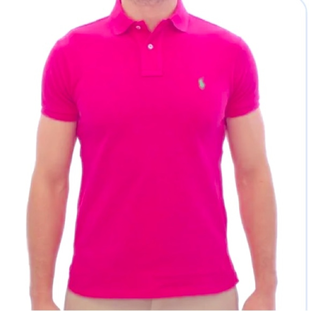 Hot Pink Classic Fit Mesh Polo Shirt